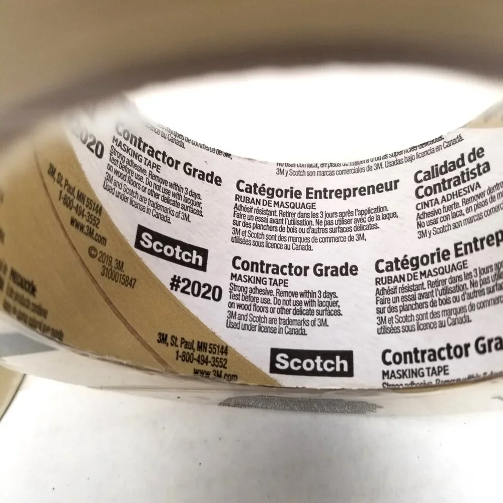 Scotch 2020 Contractor Grade Masking Tape 1.88 x 60.1 Yards 2 Roll Lot Painting
